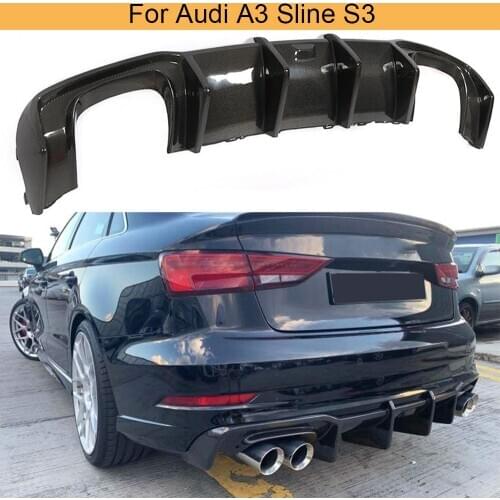 Carbon Fiber Car Rear Bumper Diffuser Lip for Audi A3 Sline S3 2017 2018 2019 Rear Bumper Diffuser Lip Spoiler Black FRP
