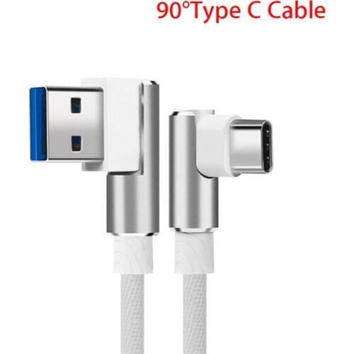 90 degree Right Angle USB Type C Cable For huawei mate 20 10 P20 lite p30 P10 pro nova 5 4 honor 20 9x v30 game charger cable