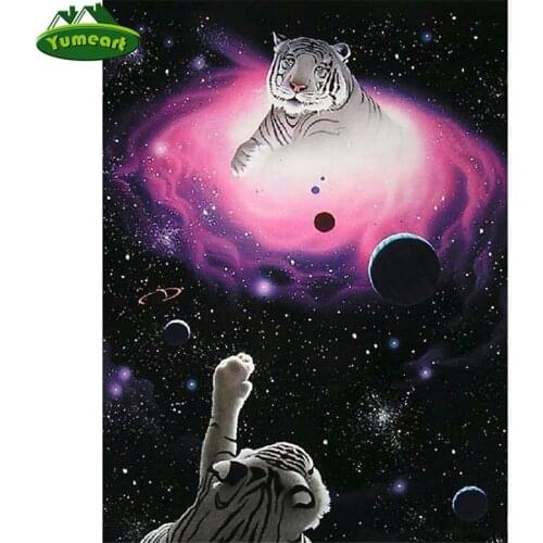 5D DIY Diamond Painting by Number Tiger Mosaic Needlework Diamond Embroidery Animals Cosmos Picture Of Rhinestone Pasted Picture