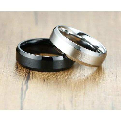 Classic Matte Black Silver Color Stainless Steel Ring For Men Women 6mm Width Promise Wedding Jewelry Gifts