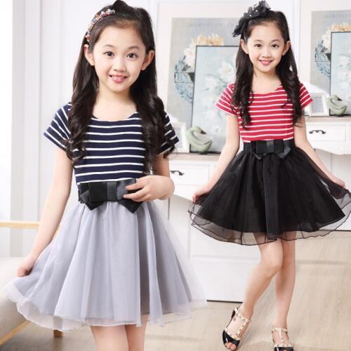 2019 Summer dress girl children clothing kids dresses for girls clothes fashion striped princess dress vestido age 3-15Y
