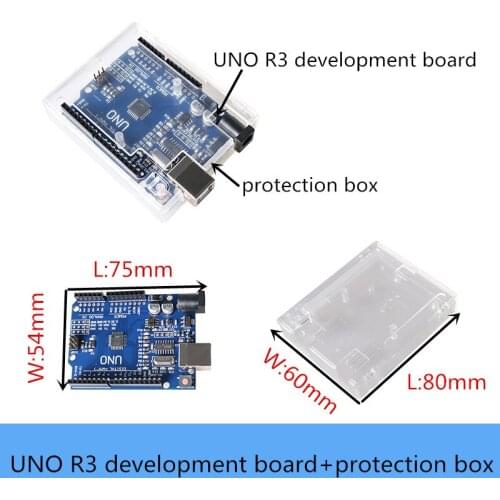 UNO R3 Development Board With Acrylic Protection Box ATmega328P Microcontroller Module Control Board DIY For Arduino