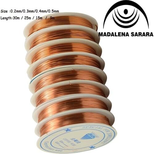 MADALENA SARARA DIY Jewelry Wire For Handcraft 0.2mm/0.3mm/0.4mm/0.5mm copper Wire Craft Jewelry 5pcs/lot