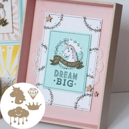 Unicorn Cloud Crown Dimond Shape Metal Cutting Dies for Scrapbooking DIY Craft Album Card Decorative Stencils New 2019