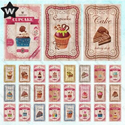 Metal Poster Retro Dessert Metal Plate Pink Sweety Wall Sticker Metal Sign Vintage Tin Sign Wall Plate Metal Decor for Cake Shop