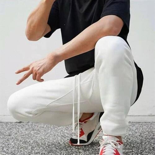 2021 Autumn Straight Pants Mens Fashion Solid Color Drawstring Ankle Tied Loose Sports Pants Trousers Casual Mens Sports Pants