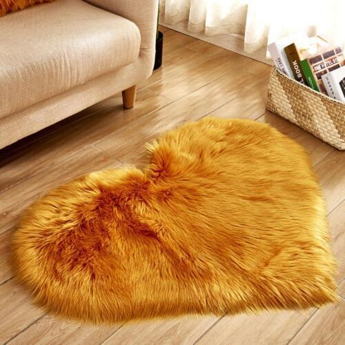 Heart Shape Soft Plush Fluffy Rug Anti-Slip Carpet Floor Mat Home Bedroom Decor