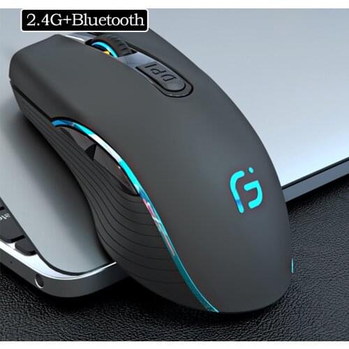 2 In 1 Ergonomic Mouse 2400DPI Bluetooth-compatible 4.0+2.4Ghz Wireless Dual Mode Portable Silent Optical Mice for PC/Laptop