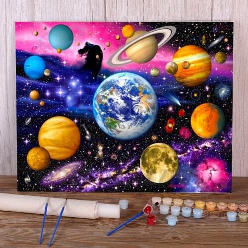 Universe Space Landscape DIY Painting By Numbers Package Oil Paints 40*50 Picture By Numbers Photo New Design For Wholesale
