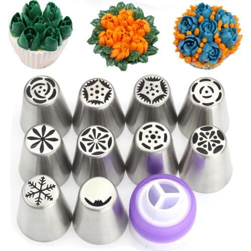 11PCS Stainless Steel Russian Nozzles Set baking&pastry tools Icing Cream tips Sugarcraft pastry nozzles cake decoration tools