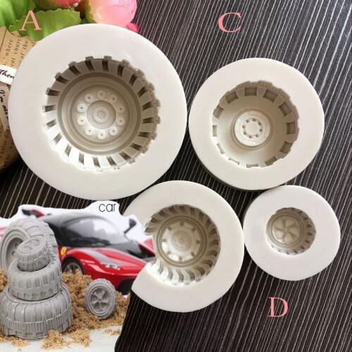 New luxury car tire silicone mold fondant cake decorating tools cool chocolate candy baking tools