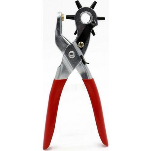 FATCOOL 9'' Revolve Leather Punch Plier Make Hole Puncher for Watchband Card Leather Belt 6 Sizes Round Hole Perforator Tool