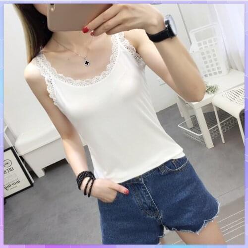 Sexy Lace Womens Tank Top Sleeveless Camis Summer Solid Tops White Vest Hong Kong-Style Tees Retro Sling Camisole Strap T-Shirt