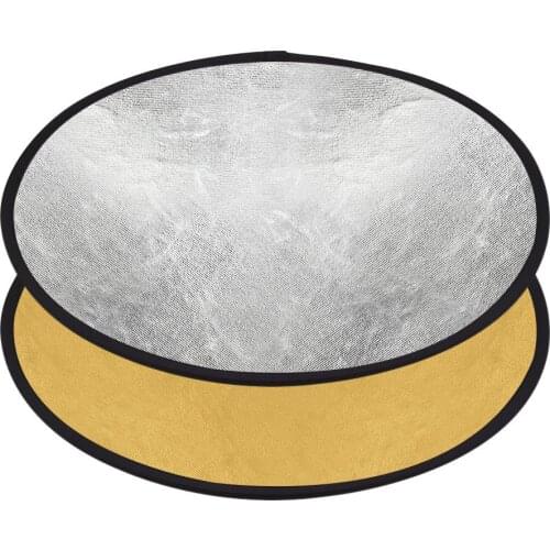 43" 110cm 2 in 1 Portable Collapsible Light Round Photography Reflector for Studio Multi Photo Disc 2in1 Gold and Silver