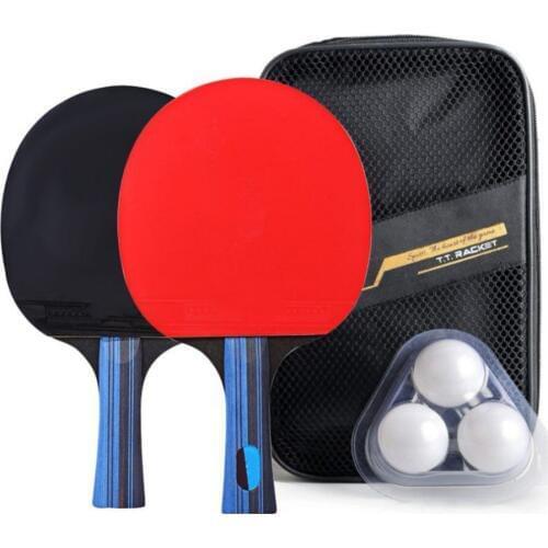 Professional Carbon Fiber Table Tennis Racket Blade - Horizontal Shot / Long Handle One + Square Pack One + One Box Ball