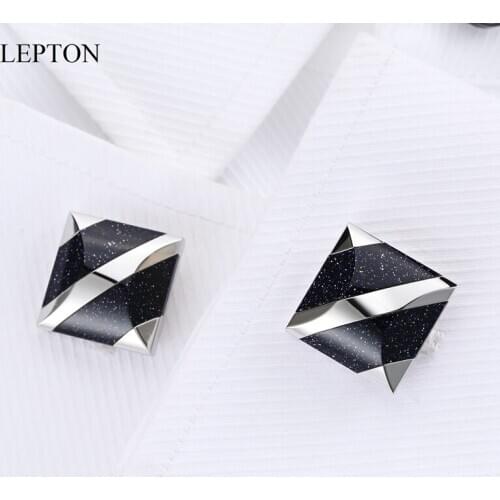 Low-key Luxury Star Stone Cufflinks for Mens Shirt Cuffs Cufflink High Quality Square Blue Sandstone Cuff links With Box