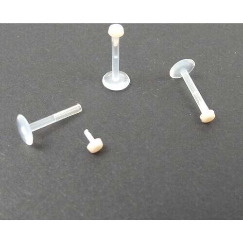 SaYao 2 Pieces 16G 1.2x10mm Clear Transparent Invisible Lip Ring Labret Rings Tragus Ear Soft Push In body Piercing jewelry