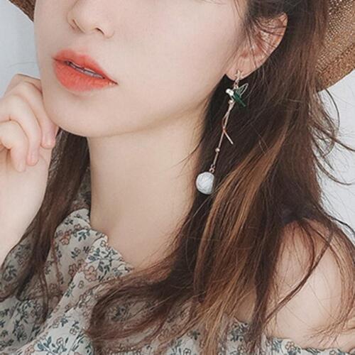 Fashion Jewelry Dangle Earrings Women Long Tassel Leaf Bird Asymmetric Dangle Stud 1 Pair Earrings Trendy Jewelry for Xmas Gift