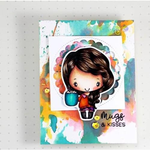Kisses Lovely Girl Pattern Silicone Stamp Rubber Seal Transparent Clear For Scrapbook Album Embossing Decor DIY Crafts 3x4in