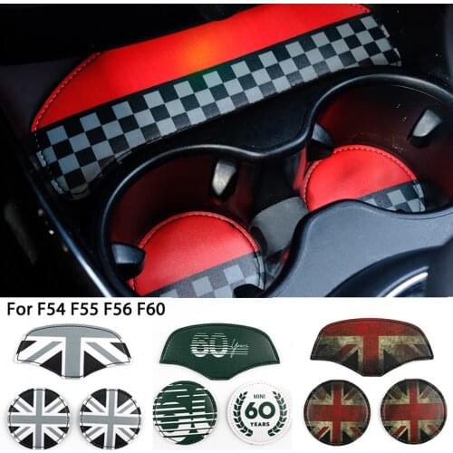 Union Jack For Mini F54 F55 F56 F57 F60 Countryman Car Cup Cushion Cushion Storage Groove Coaster Auto Non-slip Mat Pad Cooper