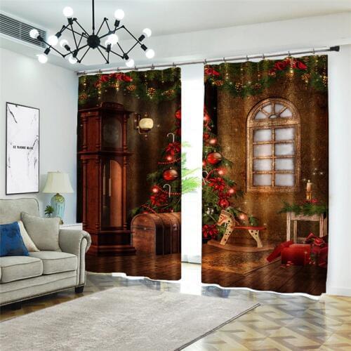 Modern Fashion Christmas decorations Printing 3D Blackout Curtains For Kids Bedding room Living room Hotel Drapes Cortinas