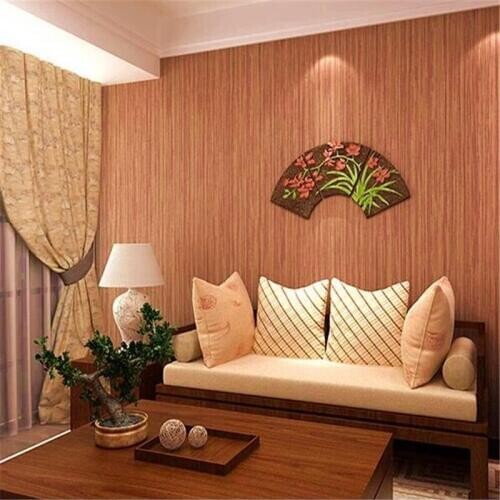 Beibehang Chinese modern plain pure imitation straw texture wallpaper woven Bedroom living room Decoration Engineering wallpaper