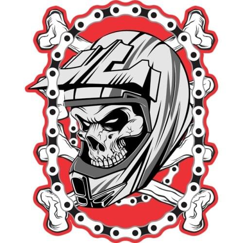 Car Styling Vinyl Stickers for Skull Skull Wearing Chain Rider Cool Motor Bikes Electirc Computer Case Decal
