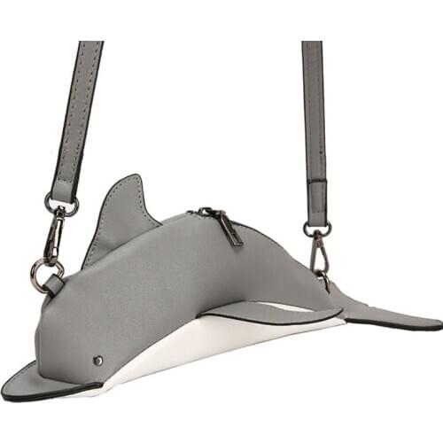 Women Cute Dolphin Shape PU Leather Handbag Shoulder Crossbody Bag Satchel Purse A69C