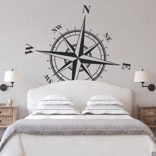 The Charles Compass Rose Wall or Ceiling Decal, medallion, world map art, home decor, nautical nursery sticker WL760