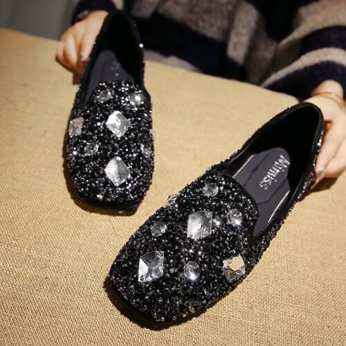 Western Sequins Square Toe Shallow Loafers Gold Glitter Ladies Shoes Flats Bling Cozy Mocassins Women Rhinestone Creepers 2020
