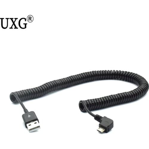 Spring 90 Degree Angle USB 2.0 A Male to Micro USB B Spiral Coiled Adapter USB Data Charging Cables Connector USB Charger Cable