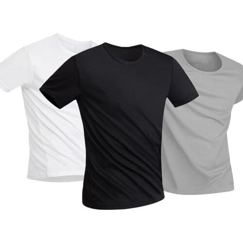 Anti-Dirty Waterproof Solid Color Men Short Sleeve Quick Dry Top Solid Color Round Neck Outdoor Leisure Sports Breathable