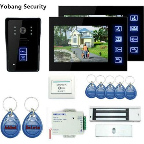 Yobang Security 7'' TFT LCD Wired Video Door Phone Visual Video Intercom Speakerphone Intercom System With Waterproof Outdoor