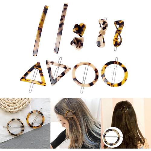 Fashion Arylic Heart Shaped Hair Clips For Women Acetate Barrette Headwear Leopard Hairpin Girls Hair Styling Accessories