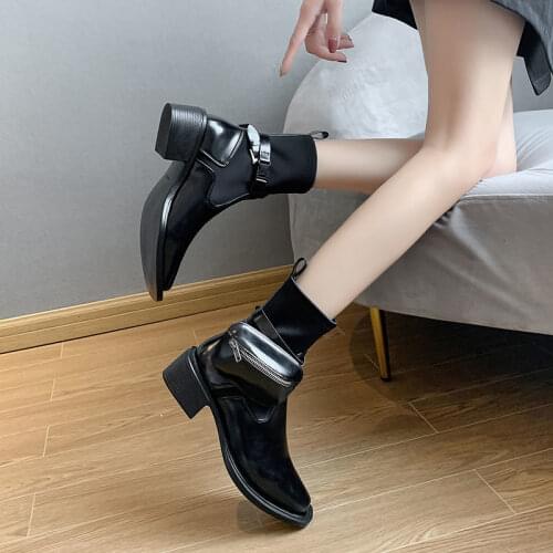 Autumn/Winter Buckle Ankel Boots Women Punk Female Platform Boots Wedges High Heels PU Locomotive Plus Size Fashion Female