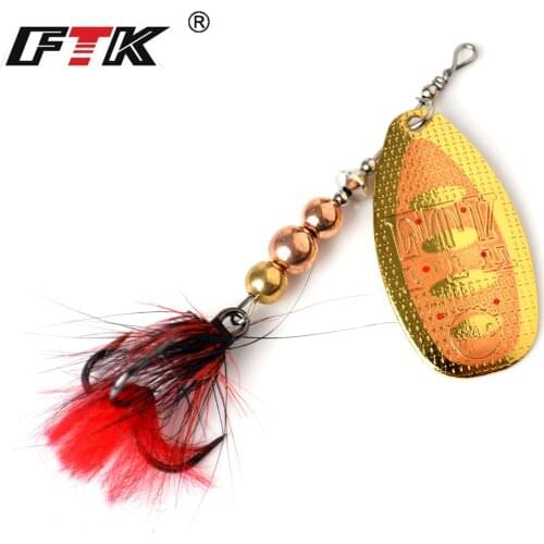 1pc Fishing Lure Metal Spinner Bait 8g/13g/19g Spoon Lures Bass Hard Bait With Feather Treble Hooks Pike Fishing Tackle 8 Colors