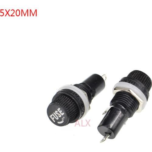 10PCS 5*20MM BLACK GLASS FUSE HOLDER 5*20 insurance tube socket fuseholder for 5X20MM 5X20