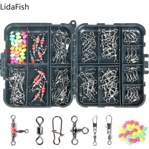 140Pcs/Box Fishing Swivels Kit With Ball Bearing Swivel Rolling Barrel Swivel Fishing Line Connector For Saltwater Freshwater