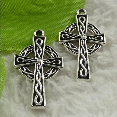148 pieces antique silver cross charms 29x17mm #4532