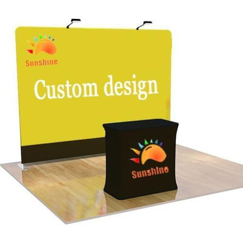 2.3*3m exhibition booths backdrop with a counter display two light for trade show display custom printing