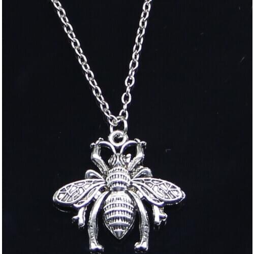20pcs New Fashion Necklace 26x25mm bee bug Pendants Short Long Women Men Colar Gift Jewelry Choker
