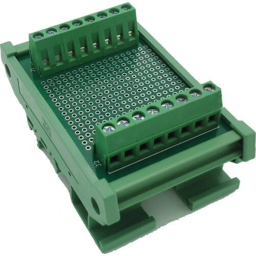 5cm x 7cm Double Side PCB Terminal Blocks Test Prototyping Board Din Rail Mounted