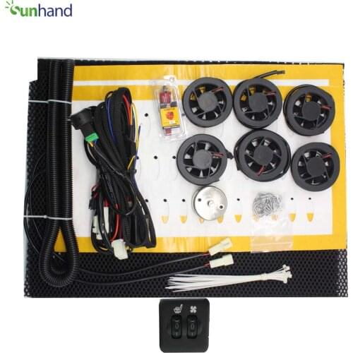 6 Fans 12V auto cool ventilation fan carbon fiber seat heating pad/ car interior cooling&heating system with Square switch