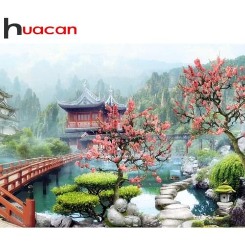 Huacan 5d Full Square/Round Diamond Embroidery Mosaic Landscape Nature Diamond Painting Flower DIY Wall Decor Gift