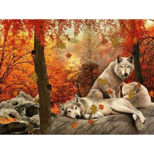 Full diamond embroidery Wolf diamond mosaic picture rhinestones diy landscape 5D diamond painting cross stitch home decor gift