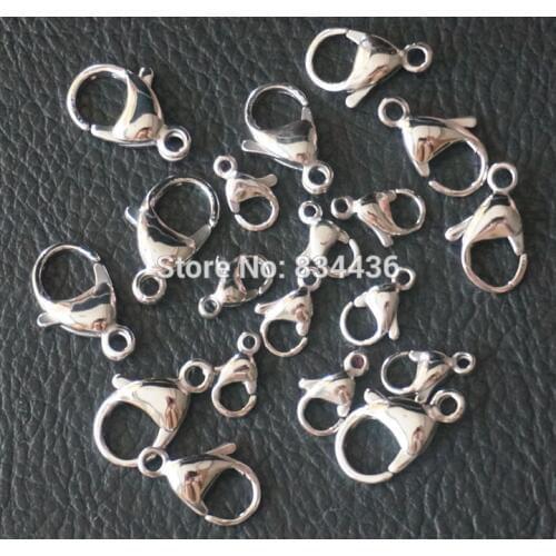 Free Shipping wholesale 316L 9mm stainless steel silver necklaces chains lobster clasps clips men women jewelry accessories
