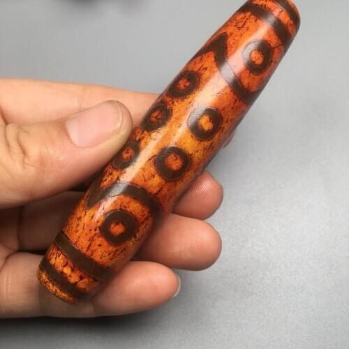 Collection China Tibet Old Agate Full Twenty-One Eye Dzi Bead 23×100mm, 22×90mm, 19.5×70mm, three sizes