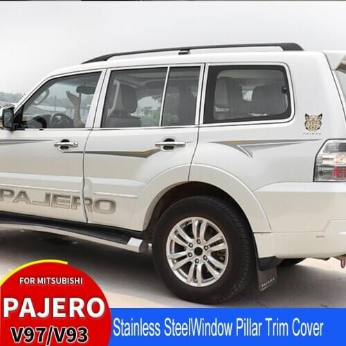For Mitsubishi Pajero V97 V93 12-18 Car Stainless SteelWindow Pillar Trim Cover Protectors Car Accessories