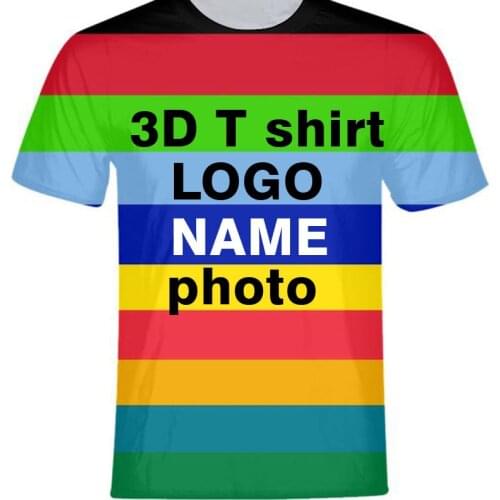 3D t shirt male free custom made name number logo text photo unisex t-shirt flags college university whole body print clothes