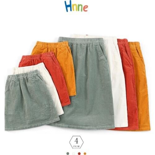 Hnne Mommy and Daughter Matching Outfits Corduroy Long Skirt Solid Color Girls Women Dresses High Quality